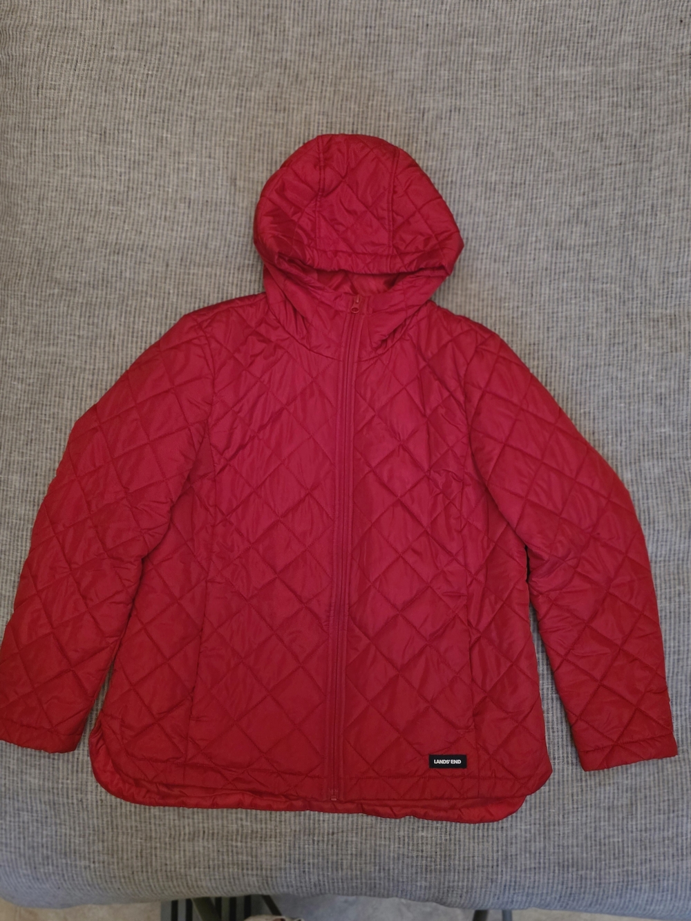 Lands' End Woman's Quilted Hooded Jacket - Red - S / P 6 - 8